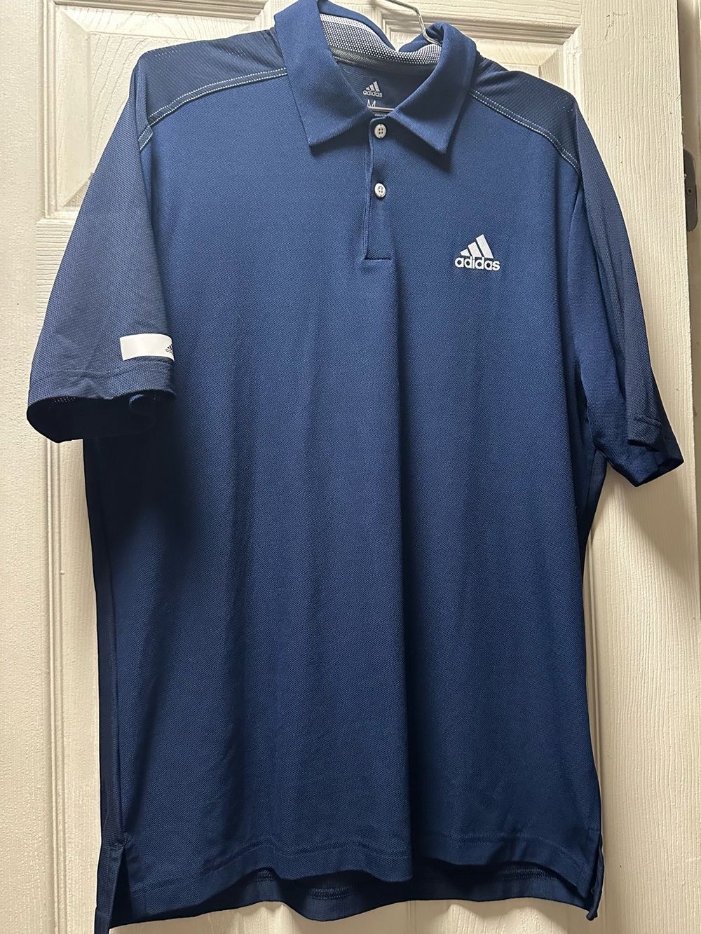 adidas golf Men's Navy Blue Polo Shirt with White Logo medium